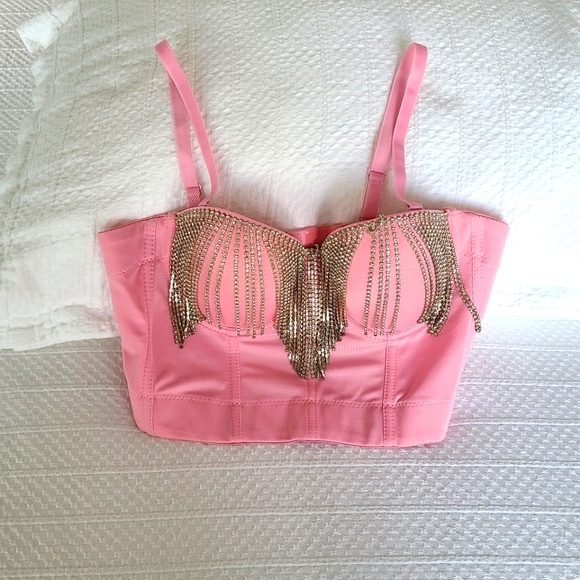 ✨️Any 3 for $15✨️ SHEIN Small Festival Pink Rhinestone Bustier Top - Picture 3 of 13